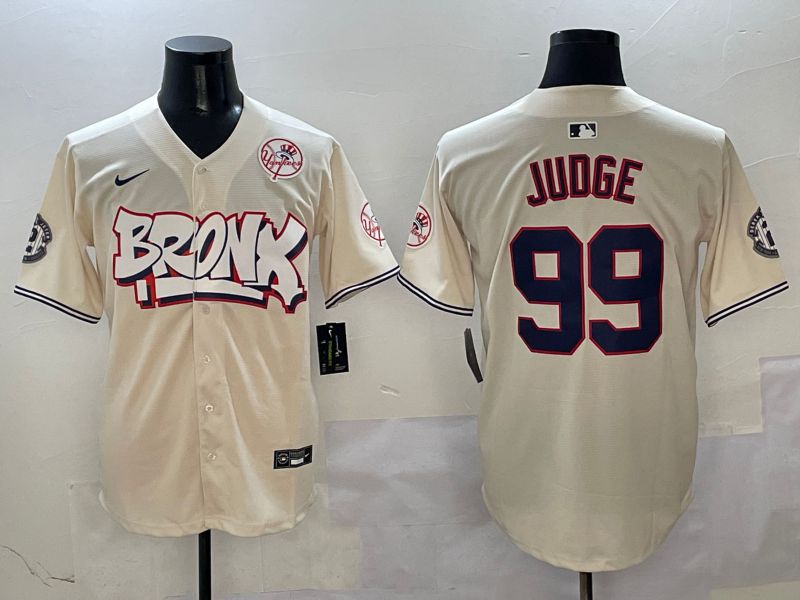 Men New York Yankees #99 Judge Cream four generations Joint Name 2025 Nike MLB Jersey style 4113->new york yankees->MLB Jersey